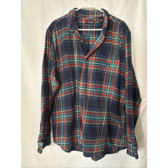 Chaps Performance Men's BluePlaid‎ Flannel Shirt  XLarge Hunting Deer Cabin EUC - Picture 1 of 6
